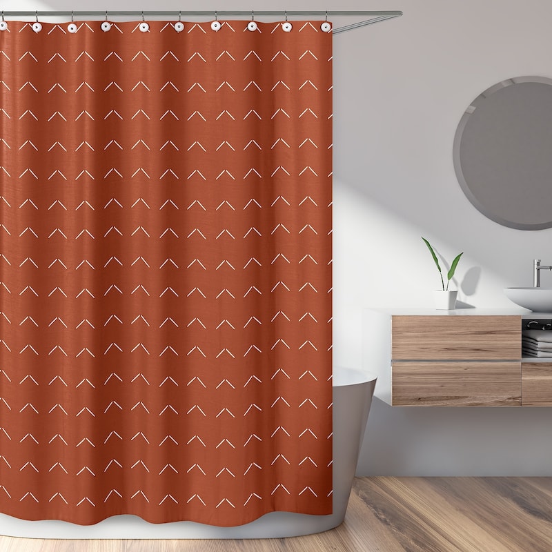 Boho Arrow Bathroom Fabric Bath Shower Curtain - Ivory Burnt Orange Modern Farmhouse Southwest Shabby Chic for Bohemian Diamond