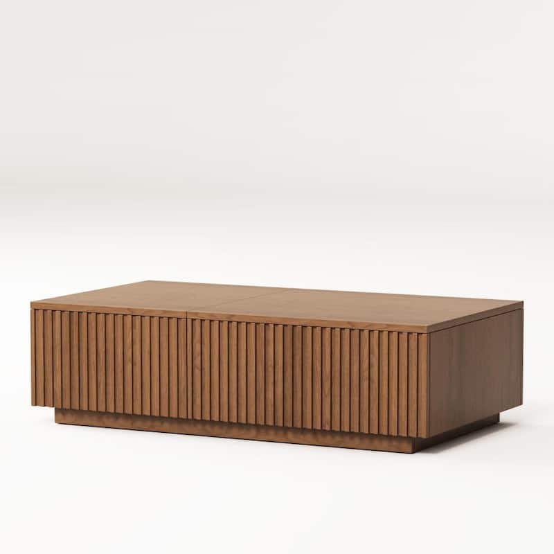 51.1'' Modern Lift-Top Coffee Table with Hidden Storage & Sliding Drawers, Satin Walnut Finish, Rectangular Center Table
