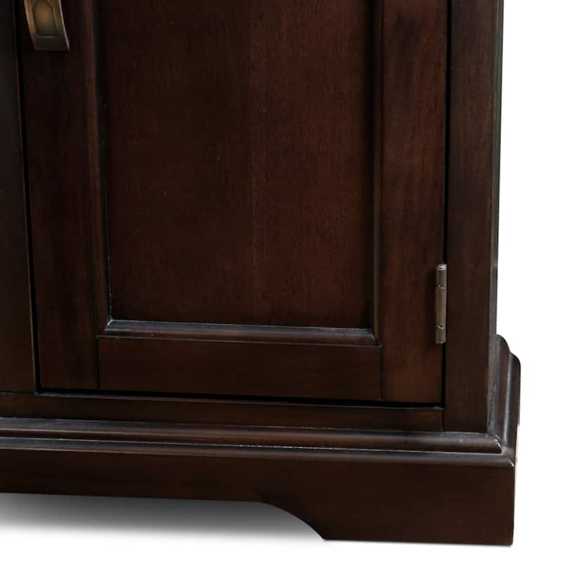60-in. Chocolate Cherry and Bronze Glass TV Stand