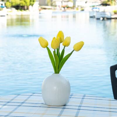 11.25"H 5 Real-touch Tulips in 5"H Vase - ONE-SIZE
