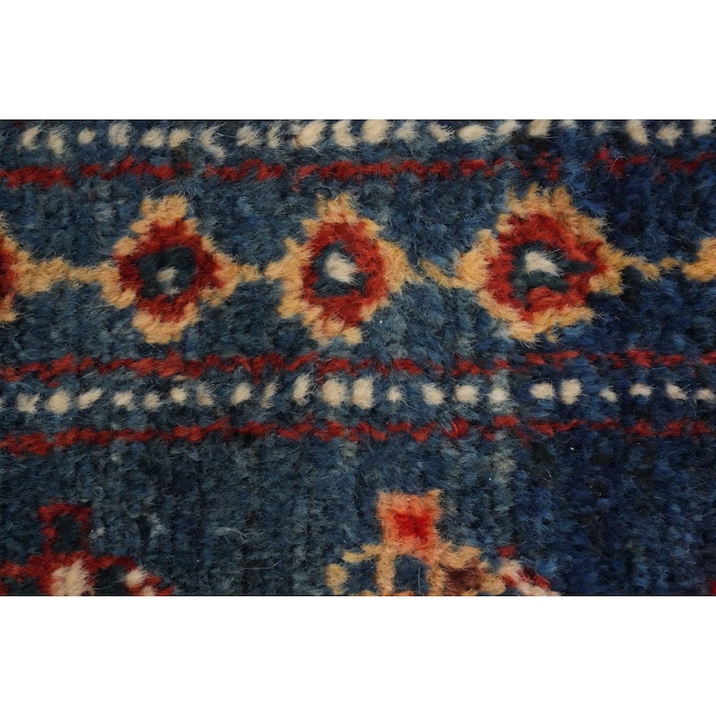 Hand Knotted Oriental 100% Wool Carpet Traditional Tribal Navy Blue & Blues Bakhtiari Area Rug - 11' 5'' X 6' 1''
