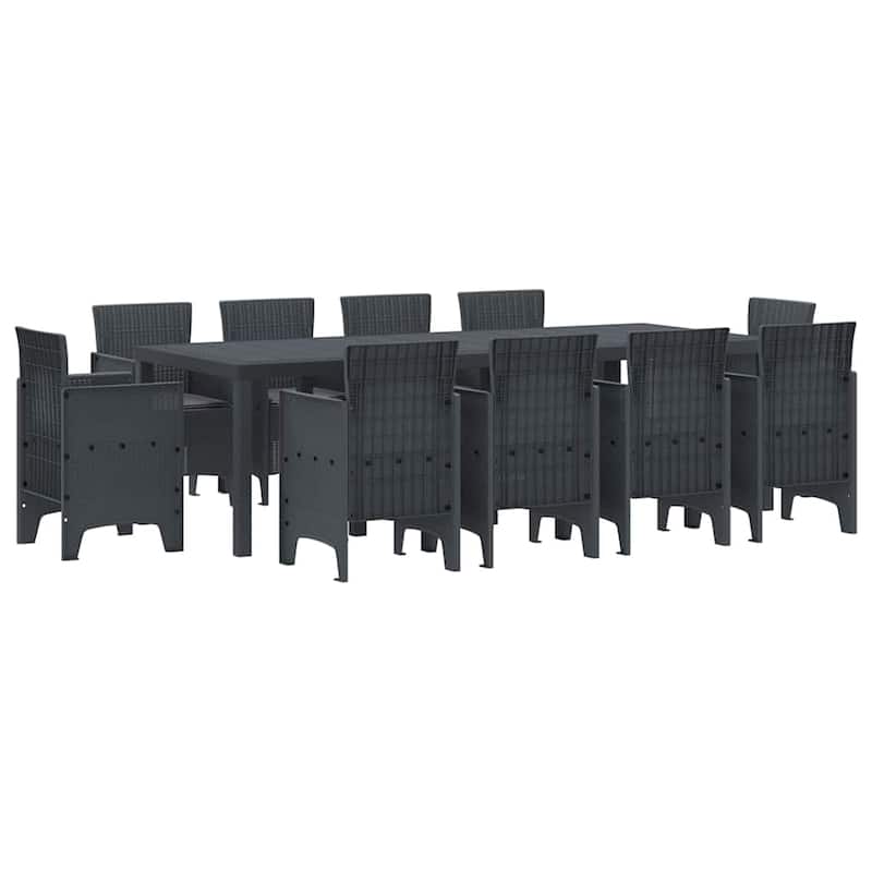 vidaXL Garden Dining Set 9/11 pcs Anthracite/Brown Polt rattan - 250 x 100 x 73 cm