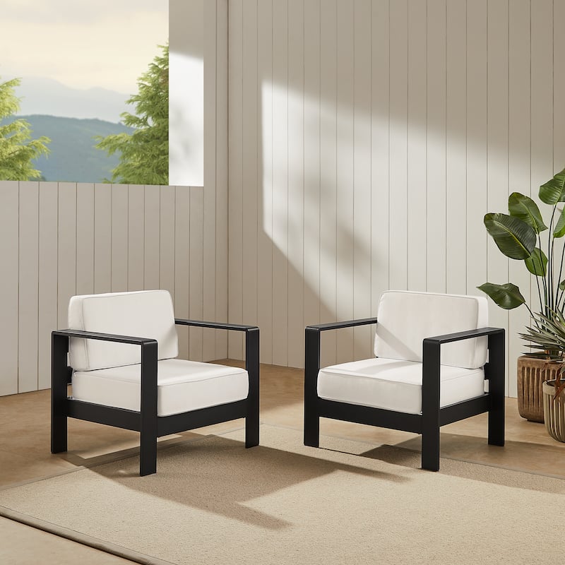 Nordwind Aluminum Outdoor Club Chair (Set of 2) - Black/White