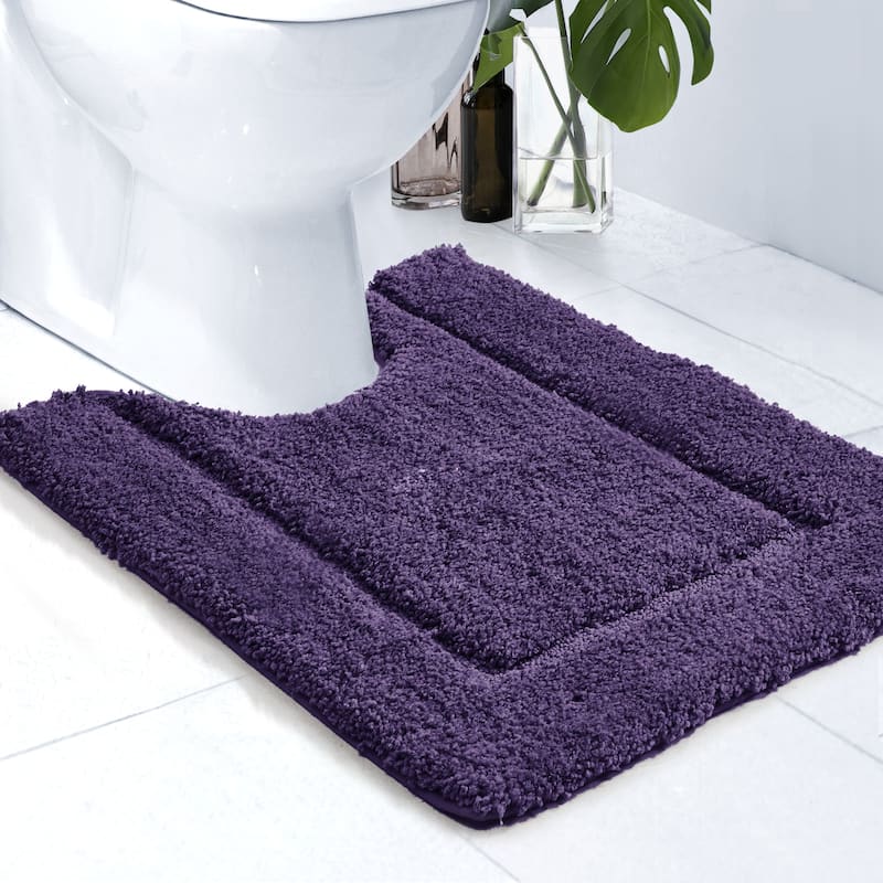 Deconovo Bathroom Rugs, Non Slip Absorbent Shower Bathroom Mat (1 PC) - 20x24 Inch Contour Rug - Purple