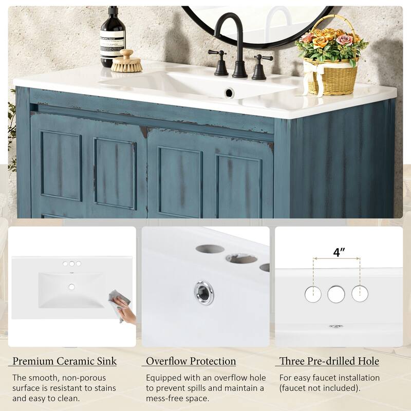 36 "Ceramic Sink Bathroom Vanity Set with Storage Cabinet Organizer‌.