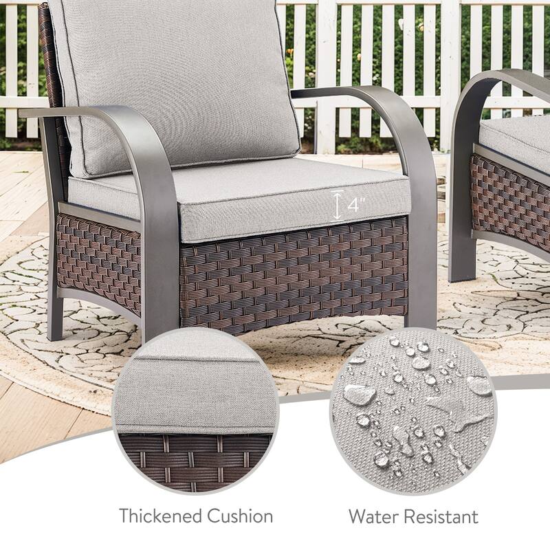 Gymojoy Industrial Style Outdoor Wicker Patio Chairs Set of 2