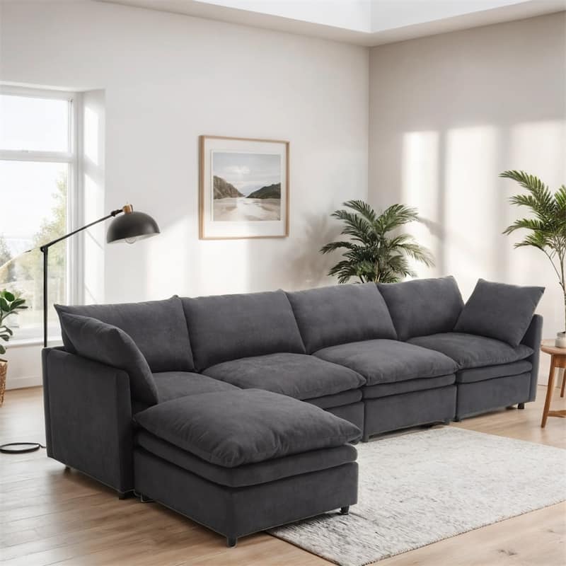 Modern 5-seat U-shaped Sectional Sofa with Chaise Lounge