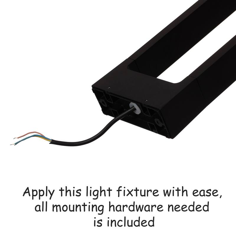Decorative Driveway Bollard Rectangle LED Garden Light, Large Black Aluminum Pathway Yard Outdoor Light