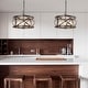 preview thumbnail 15 of 16, Modern Farmhouse 4-Light Drum Chandelier Wood Grain Lights for Dining Room - D15.5" x H76"
