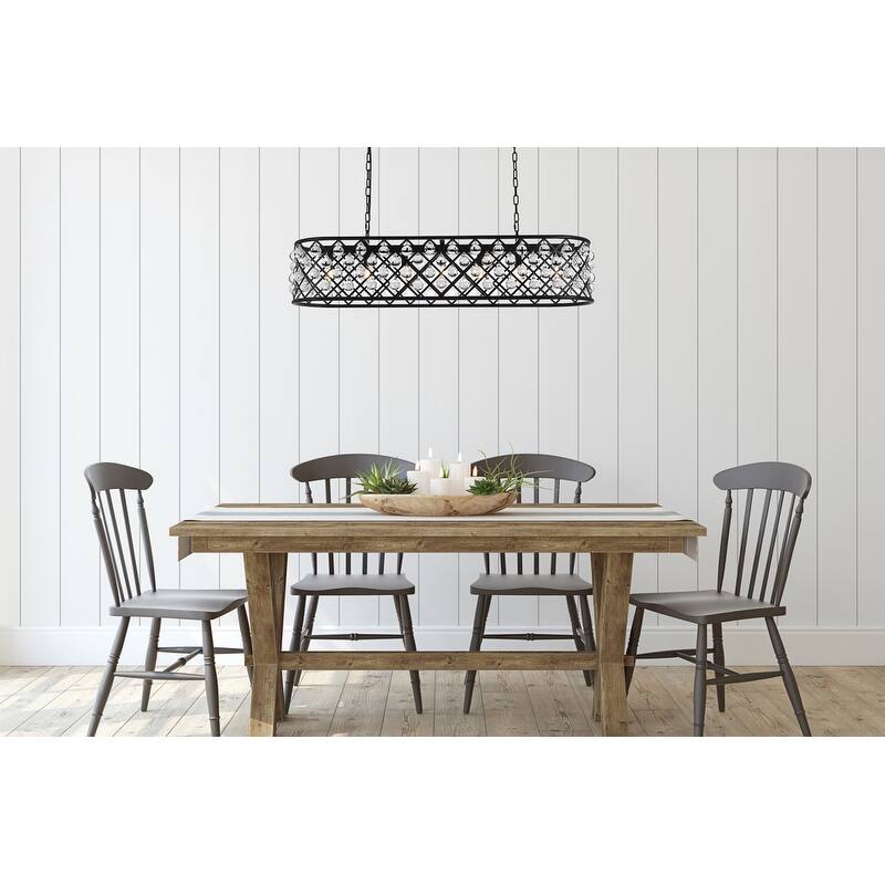 Royce Edge 7-Light Matte Black Chandelier - matte black (royal cut clear crystals)
