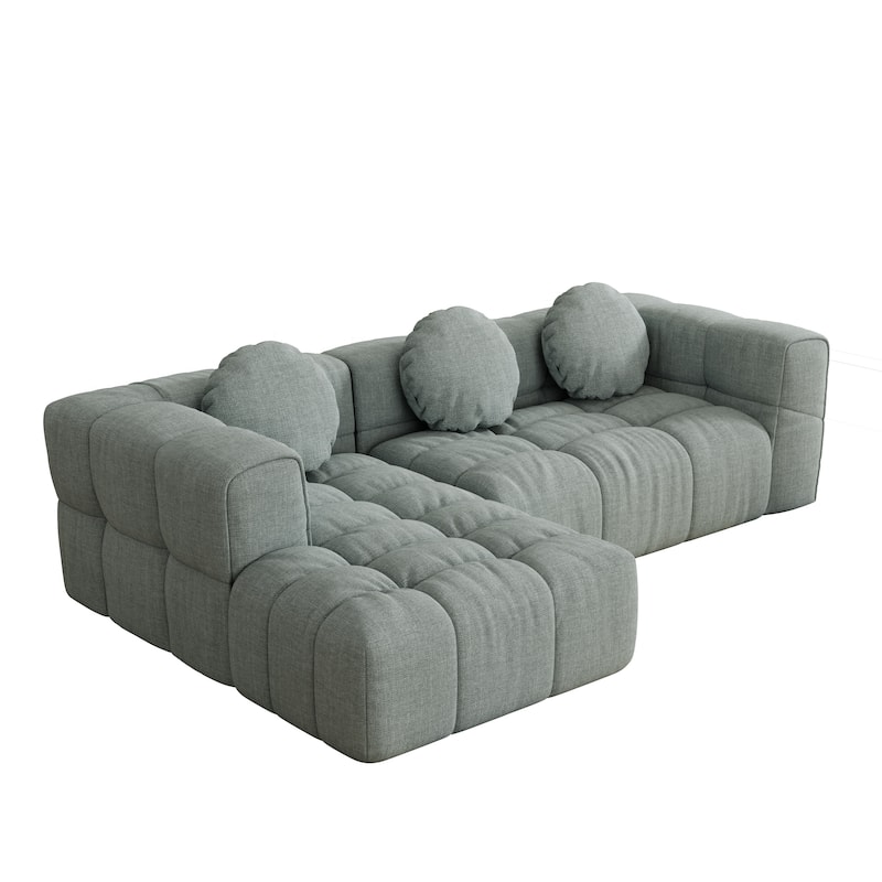 103" Chenille L-Shaped Sectional Sofa with Left Recliner, 3 Pillows and Modular Design