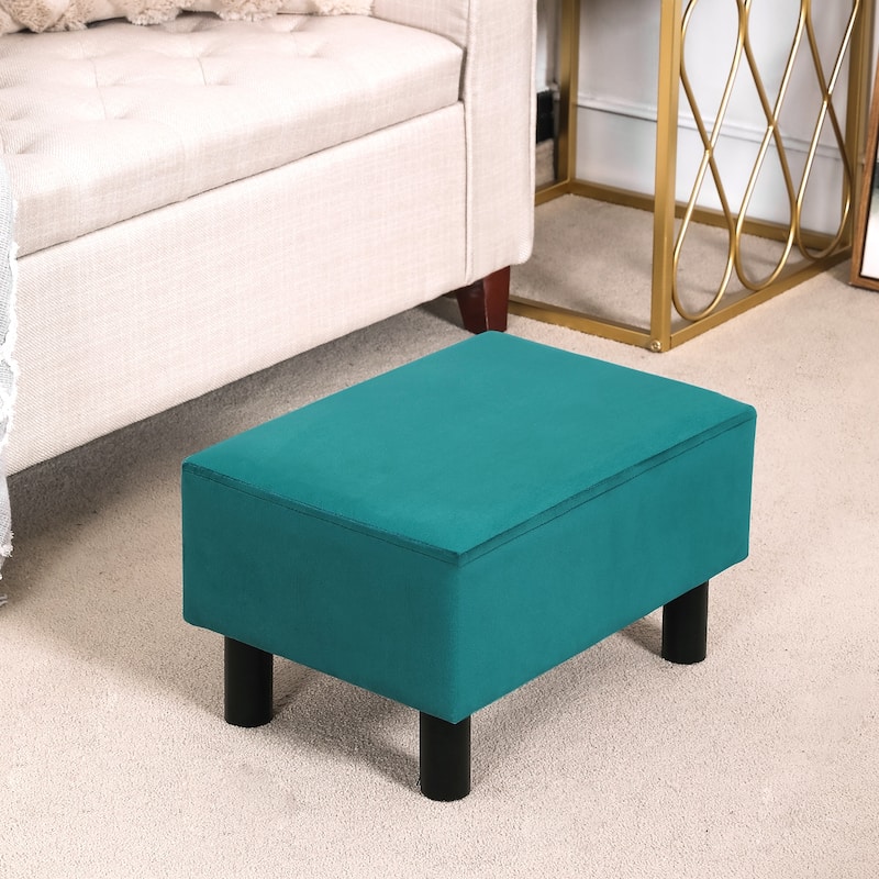 Adeco Footstool Ottoman Faux Leather Foot Rest Stool