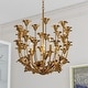 preview thumbnail 1 of 9, Camellia 5-Light Gilded Gold Pendant with Metal Flower Shade, Adjustable Height, Ceiling Chandelier Dining Room Fixture Gilded Gold - 23.5-in W x 27.5-in H x 23.5-in D