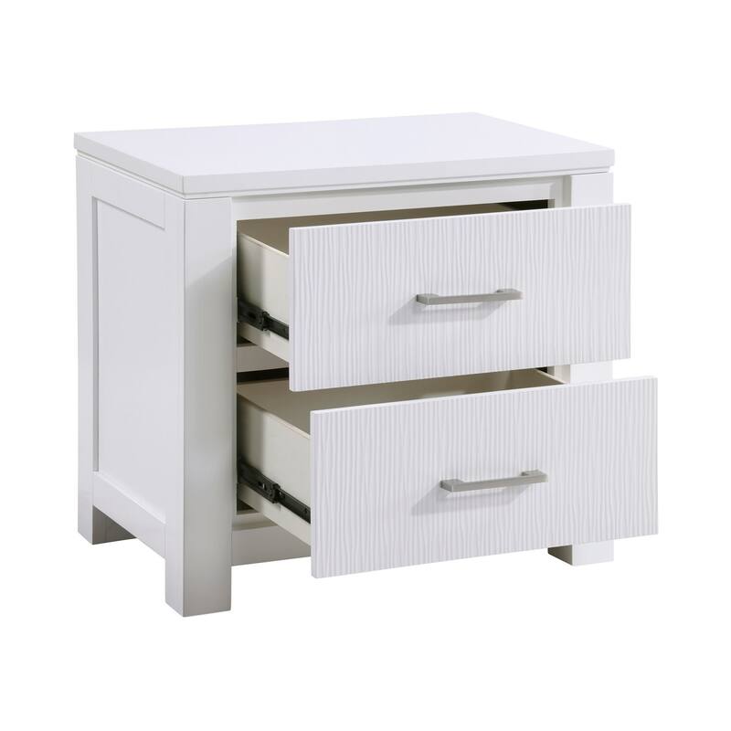 White/Chrome 2 Drawer 17 in. W Nightstand with Sturdy Hardware and Ample Storage