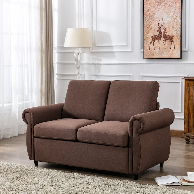 Merax Pull Out Sofa Bed Loveseat Sleeper with Twin Size Memory Mattress