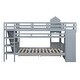 preview thumbnail 33 of 34, Full Over Full Castle Style Bunk Bed Kids Bed with 2 Drawers 3 Shelves and Slide Kids Furniture, Blue