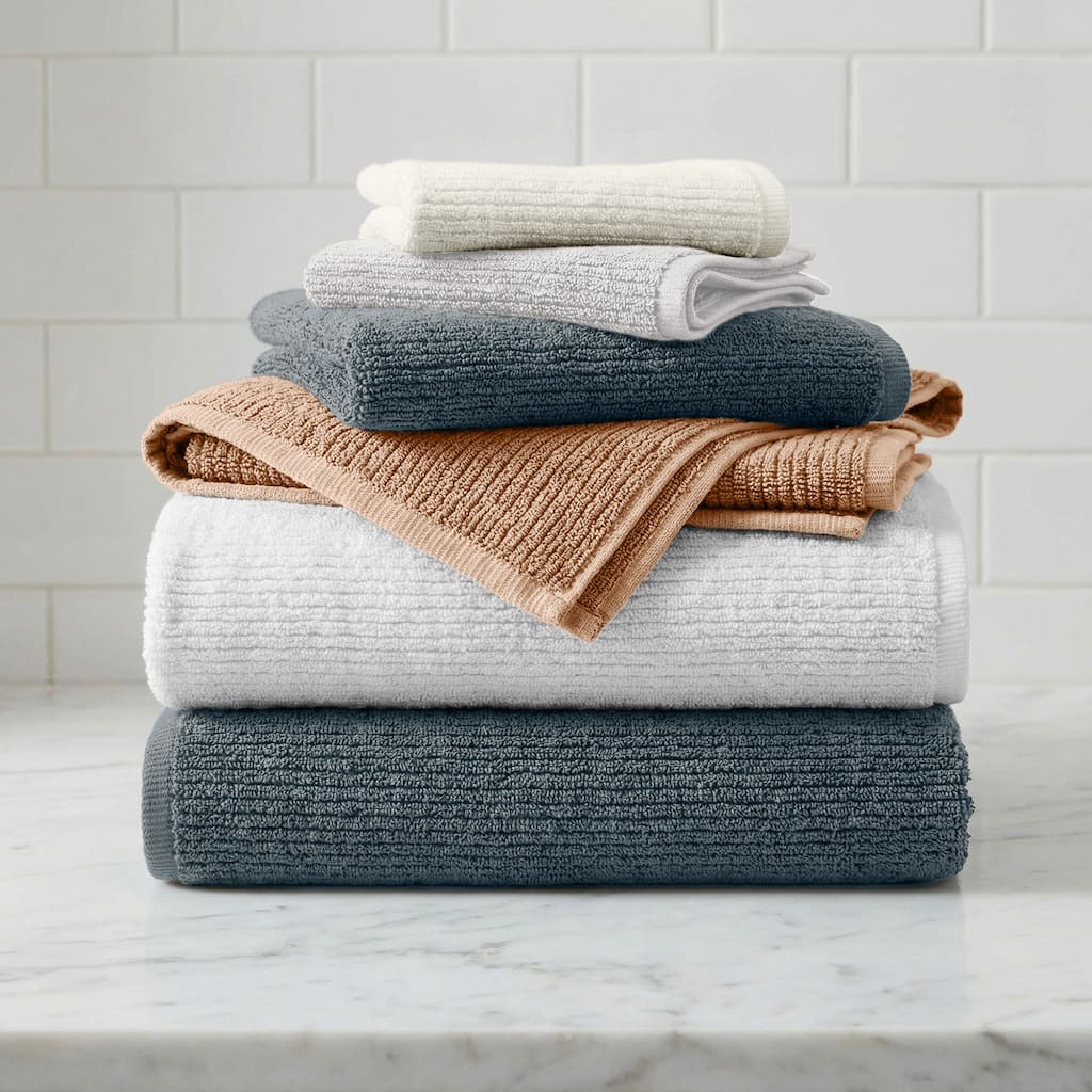 Linery & Co. Turkish Cotton Textured 6 Piece Bath Towel Set.