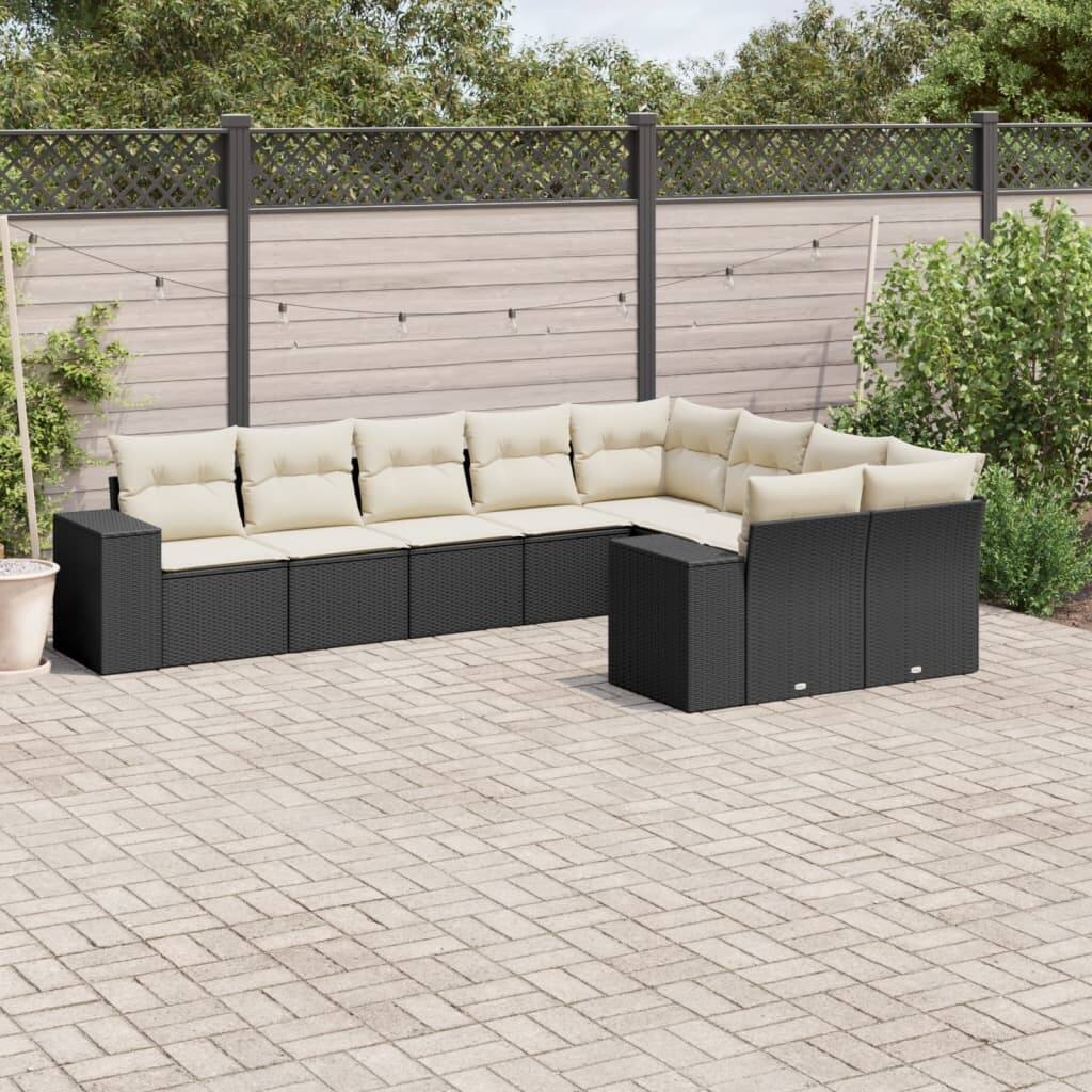 vidaXL Patio Sofa Set with Cushions Outdoor Conversation Furniture Poly Rattan