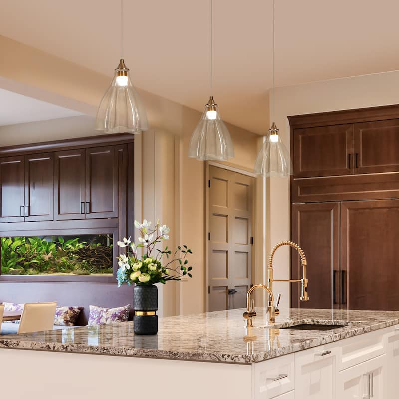 Modern LED 1-Light Pendant Light for Kitchen Island Dining Room - Clear