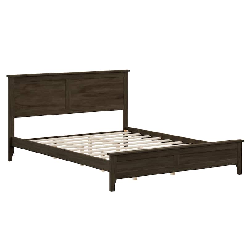 Wood Platform Bed Minimalist Bed Frame Mid Century Retro Solid Wood Bed No Box Spring Needed, Compatible with Adjustable Bed