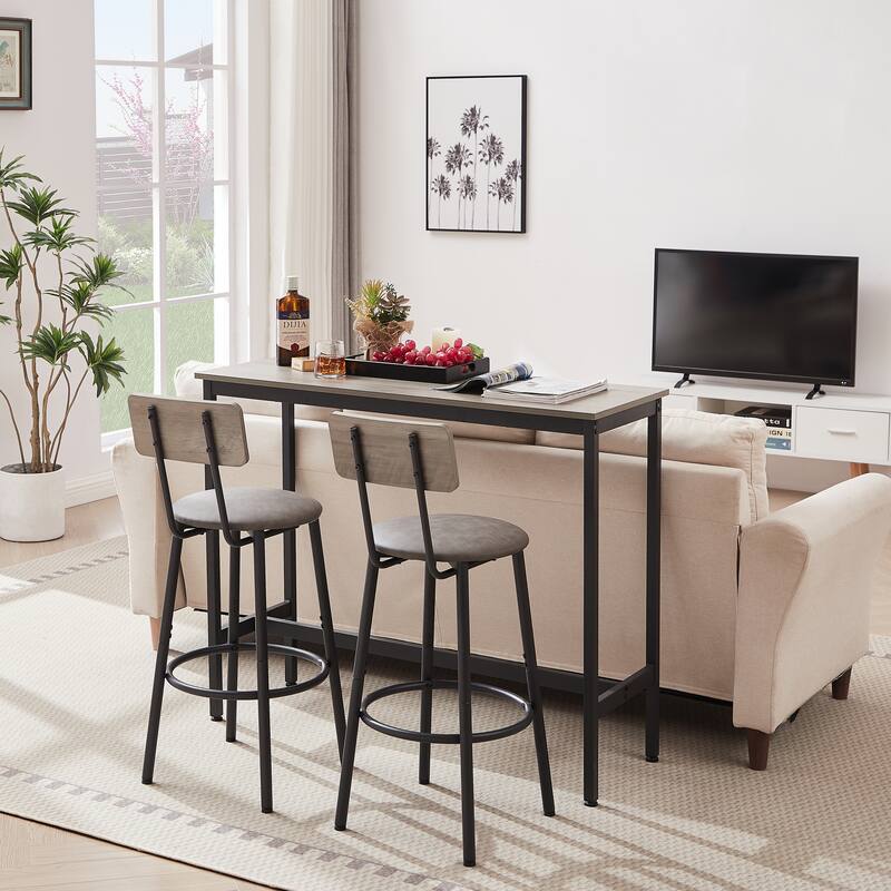 Bar Table Set with 2 Soft Seat Bar stools with backrest