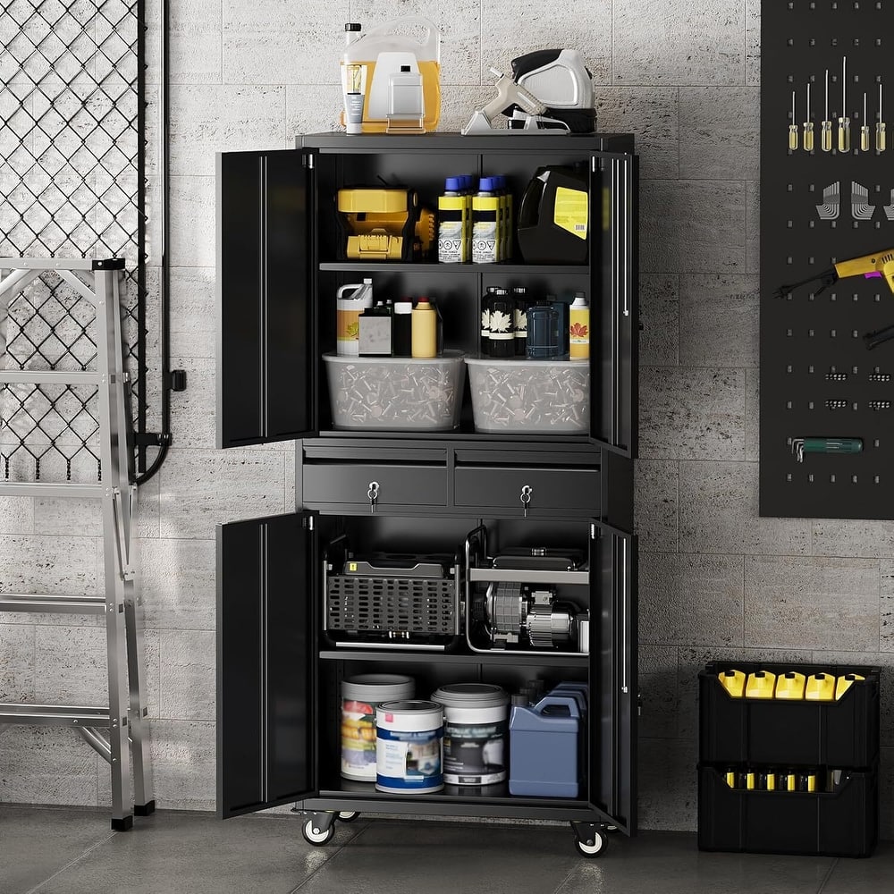 71" Metal Tool Garage Storage Cabinet for Garage, Workshop, Office - N/A