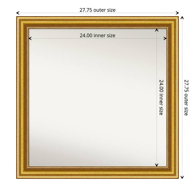 Townhouse Gold Framed Non-Beveled Custom Wall Mirror, Bathroom Vanity Mirror - Outer Size: 27.75 x 27.75