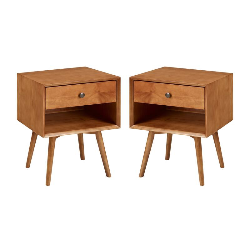 Middlebrook Mid-Century Solid Wood 1-Drawer Nightstand, Set of 2
