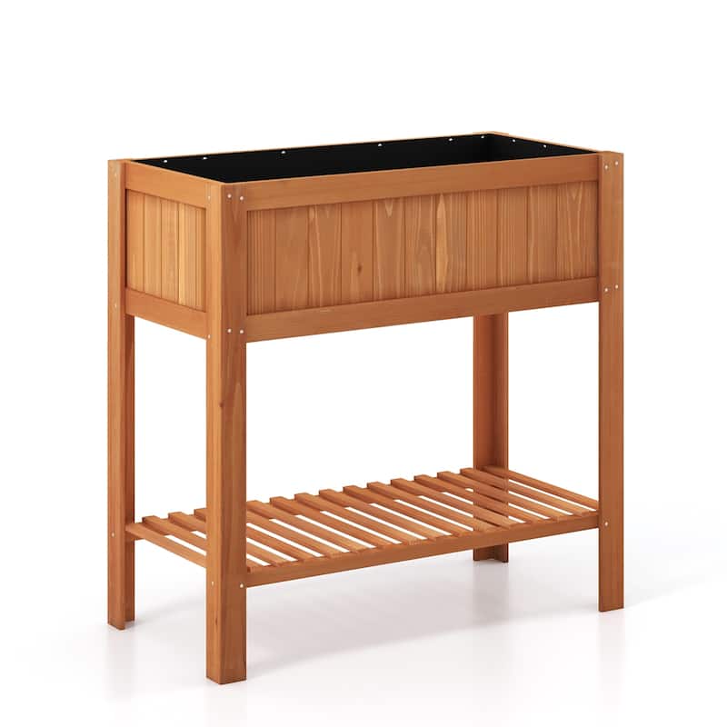 Costway Raised Garden Bed 39 x 20 x 39 in Outdoor Fir Wood Planter Box - 39''x20''x39'' (L x W x H)