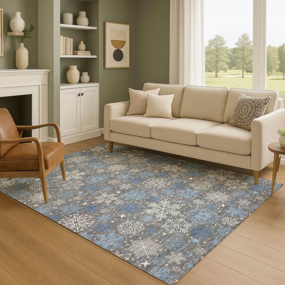 Premium Washable Super Soft Winter Snowflake Mayfield Rug