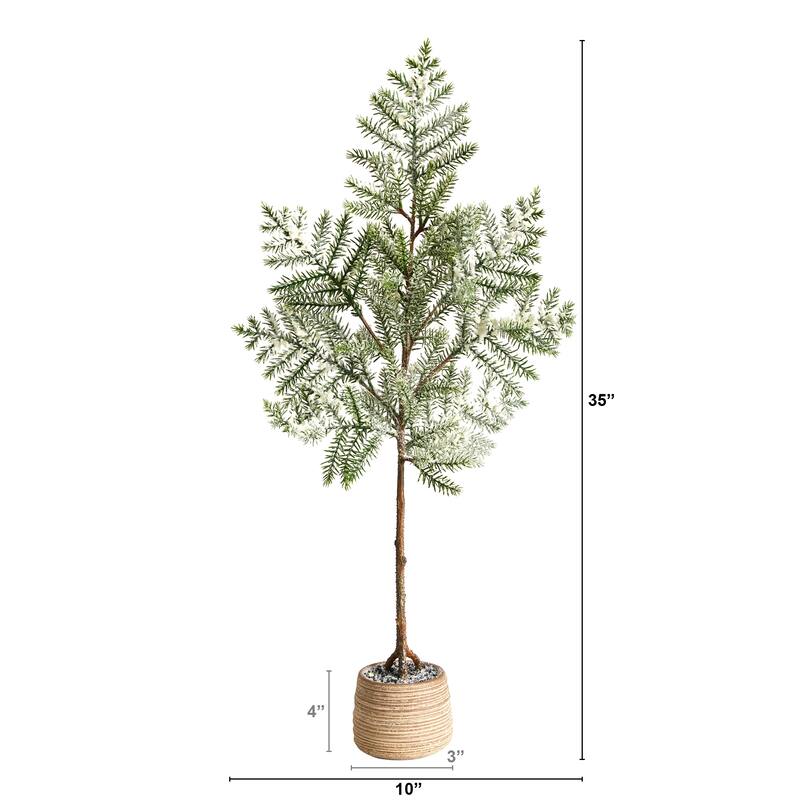 3' Frosted Pine Artificial Christmas Potted Tree, Unlit - 3 Foot
