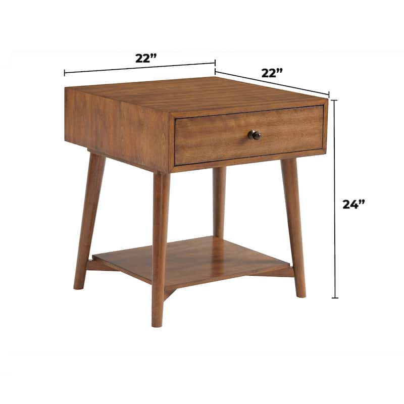 Mid-Century Modern 1-Drawer 22" Cinnamon End Side Table