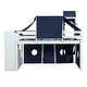 preview thumbnail 16 of 18, Impression Twin Size Playhouse Inspired Bunk Bed with Slide Pink Tent and Tower, Sturdy Construction & Unique Design, Blue