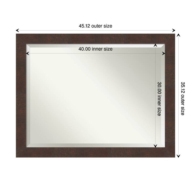 Beveled Wall Mirror - Wildwood Brown Frame - Wildwood Brown - 45 x 35-inch