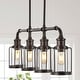 preview thumbnail 2 of 13, Arlo 34" 4-Light Farmhouse Industrial Iron/Glass Linear LED Pendant, Oil Rubbed Bronze/Clear by JONATHAN Y