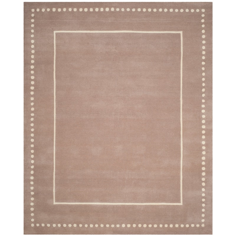 SAFAVIEH Handmade Bella Alverta Dotted Border Wool Rug - 8' x 10' - Beige/Ivory - Rectangle
