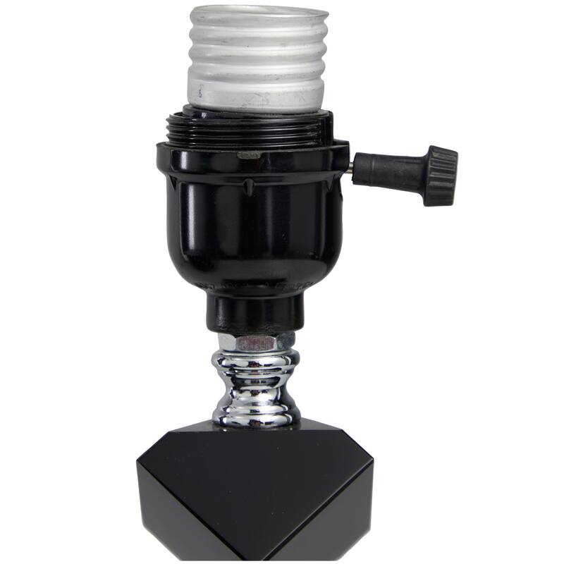 Clear Crystal Geometric Diamond Inspired Room Table Lamp with Black Crystal Base and Black Shade
