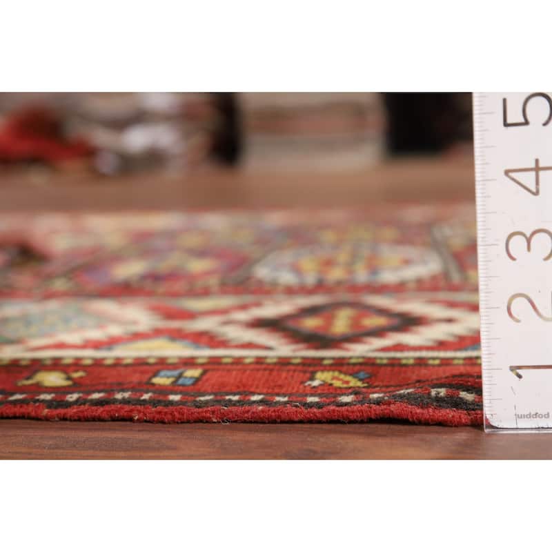 Pre-1900 Antique Kazak Vegetable Dye Runner Rug Handmade Wool Carpet - 3'11" x 8'7"