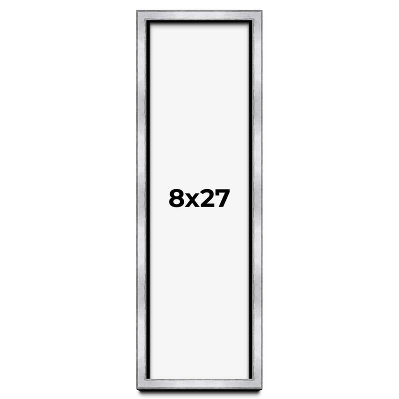 8x27 Shadow Box Frame Silver | 1.375 Inches Deep Real Wood