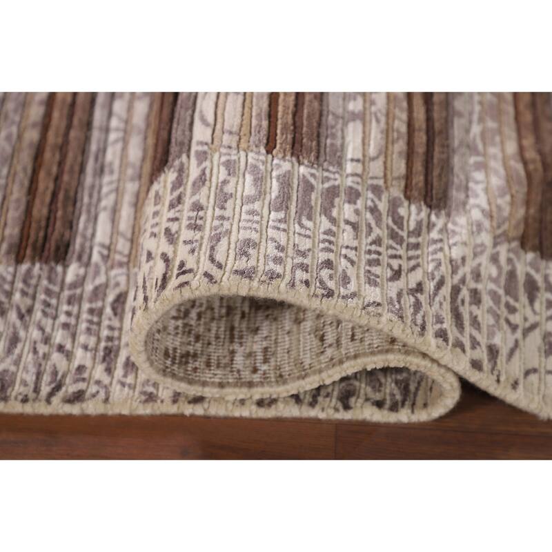 Modern Indian Accent Rug Handmade Abstract Wool Carpet - 2'8"x 5'0"