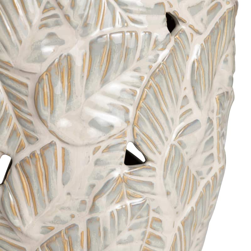 Coastal Leaf Ceramic 29" Table Lamp w/Nightlight - 16"x16"x29"