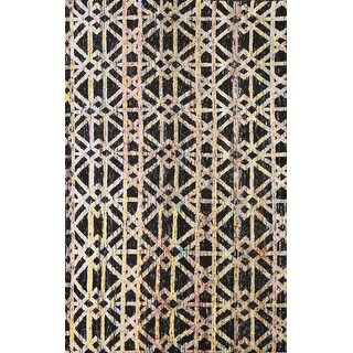 Contemporary Trellis Abstract Oriental Area Rug Hand-knotted Carpet - 5 ...