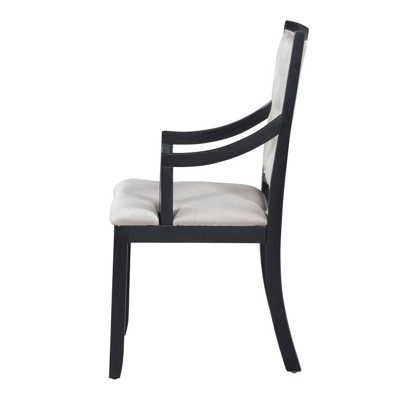 Roomfitters Extendable Oval Dining Table Set, 4 Upholstered Arm Chairs, 5-Piece Kitchen Furniture, Black Oak