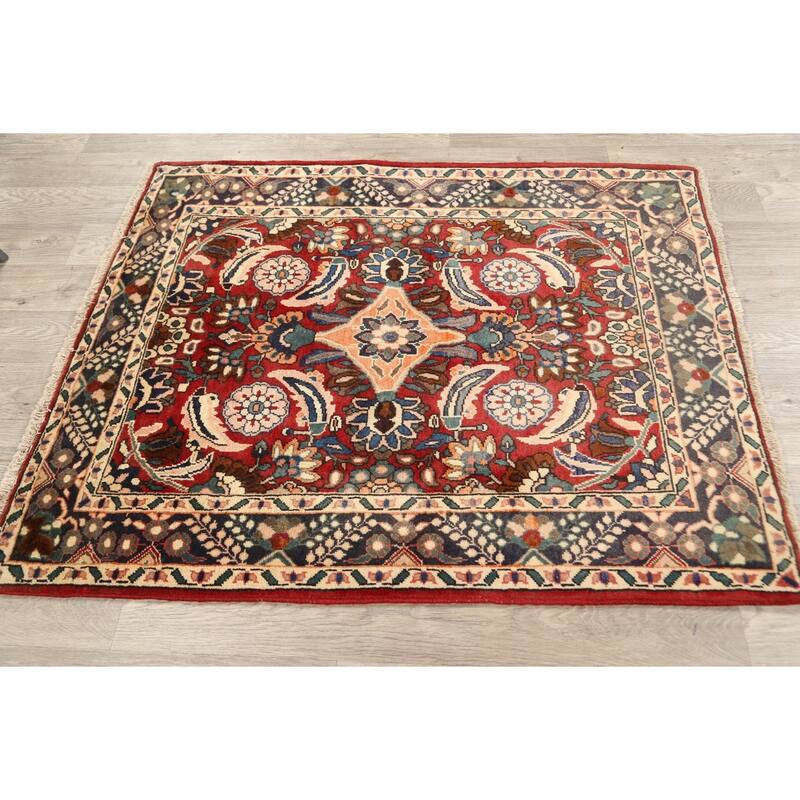 Vegetable Dye Bakhtiari Persian Area Rug Hand-knotted Wool Carpet - 3'9" x 4'6"