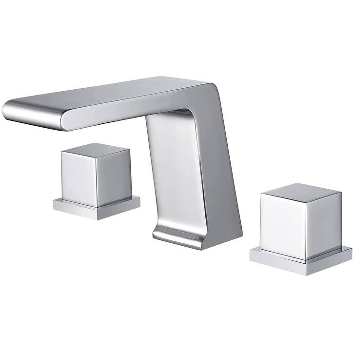 Chrome 3 holes two handles Waterfall bathroom Sink Faucet with brass pop up overflow Drain