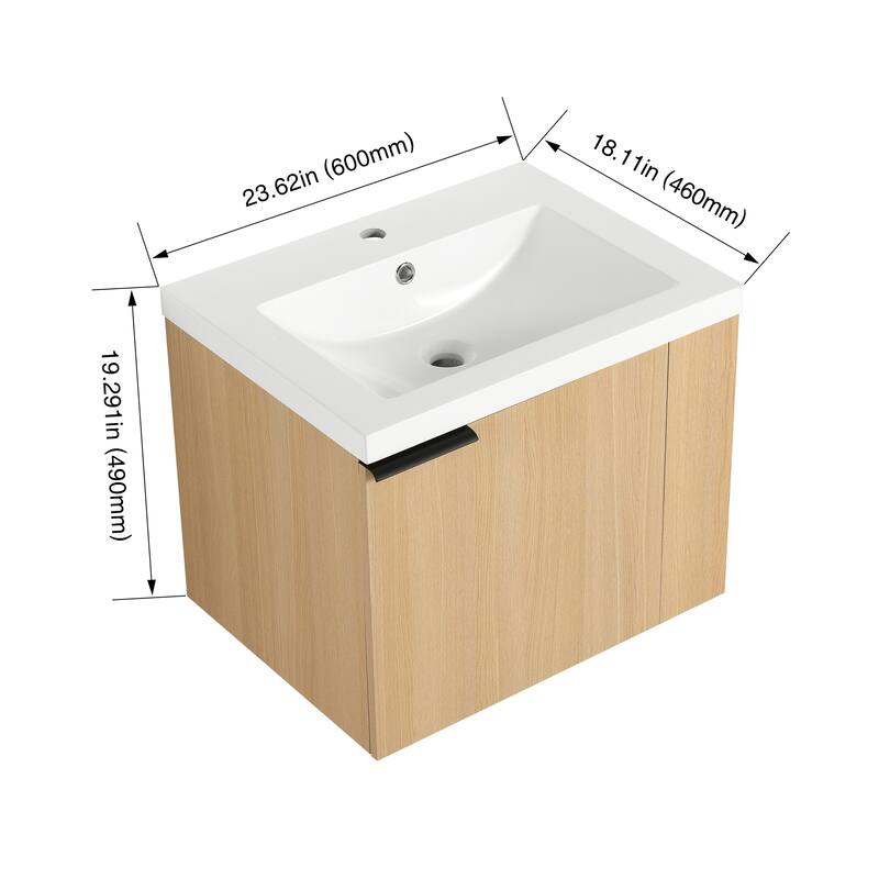 Plywood Wall-Mounted Bathroom Vanity with Integrated Resin Sink