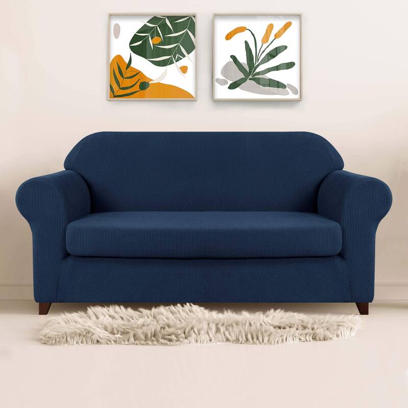 Subrtex 2 Piece Sofa Slipcover Stretch Spandex Furniture Protector - Navy