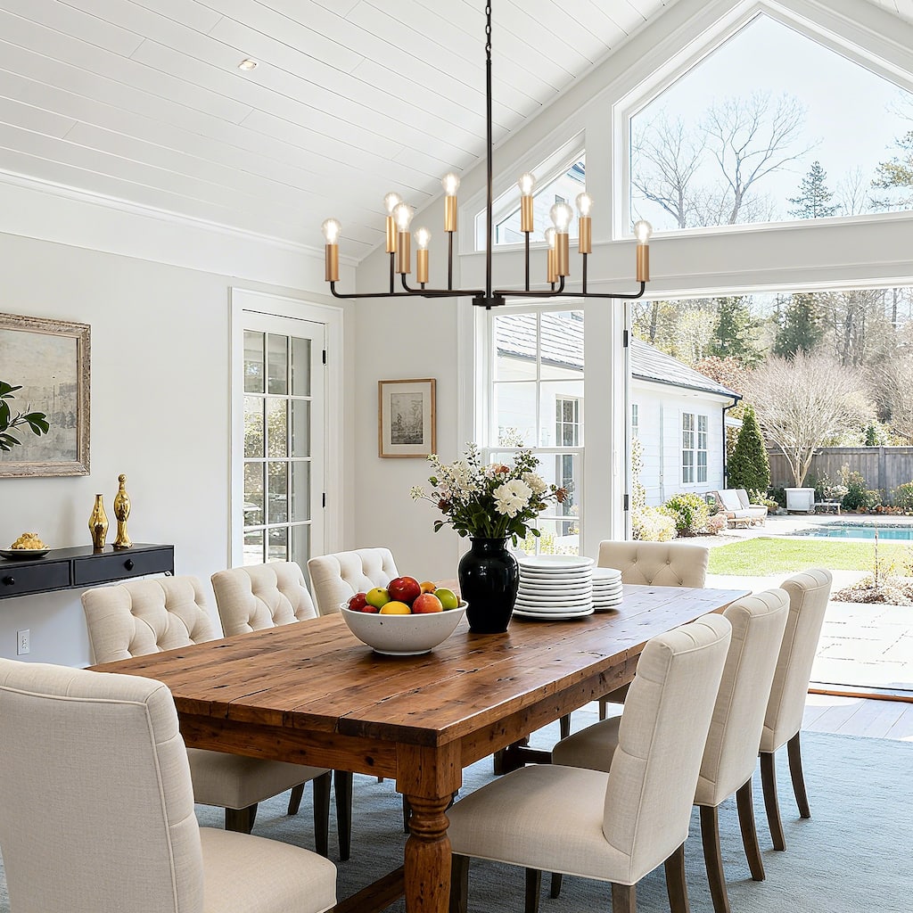 Modern Abstract 10-Light Black Gold Chandeliers with Branch-Shaped for Kitchen Dining Room - 39.8 " × 27.4 " × 13 "