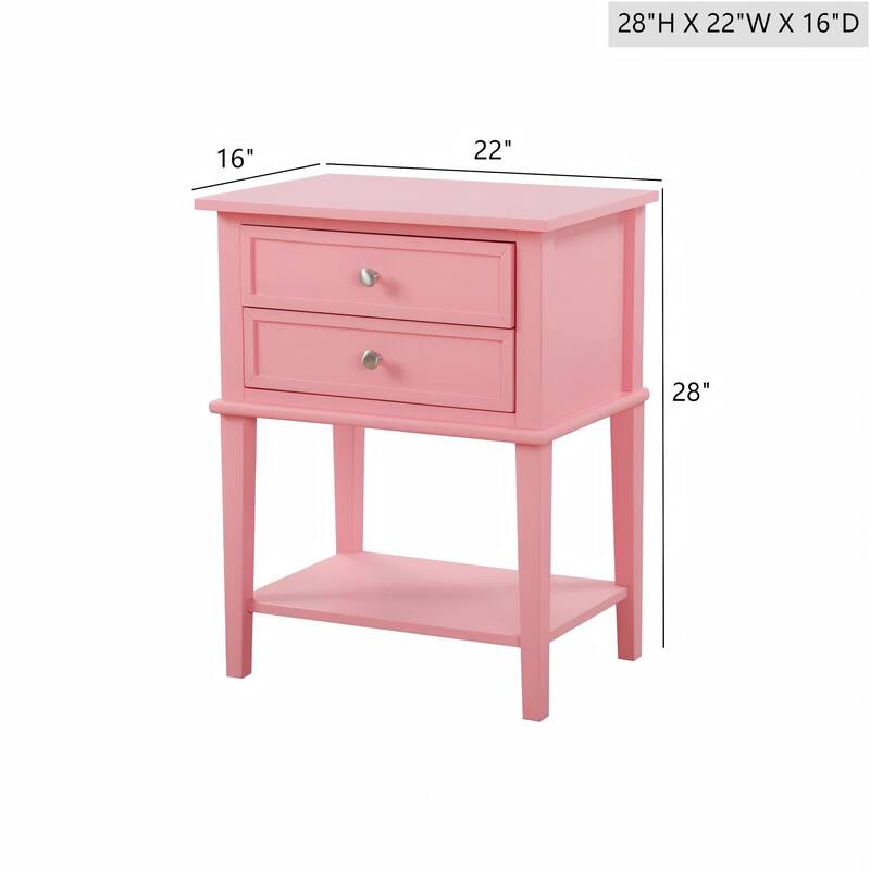 Contemporary Pink Nightstand with Open Shelf for Easy Access