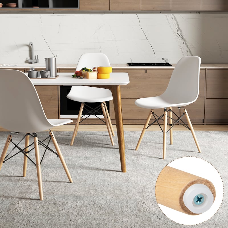 Set of 4 Modern Dining Chairs with Beech Wood Legs and Ergonomic Backrest for Kitchen or Dining Room